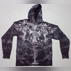 Affliction Charcoal Graphic Hoodie, Size M